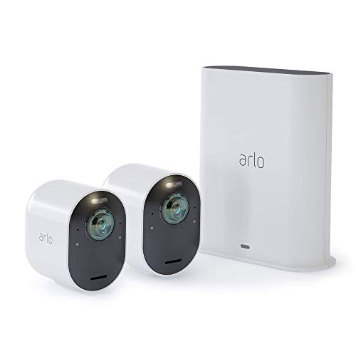 Arlo Ultra - 4K UHD Wire-Free Security 2 Camera System | Indoor/Outdoor with Color Night Vision, 180° View, 2-Way Audio, Spotlight, Siren | Works with Alexa and HomeKit | (VMS5240)