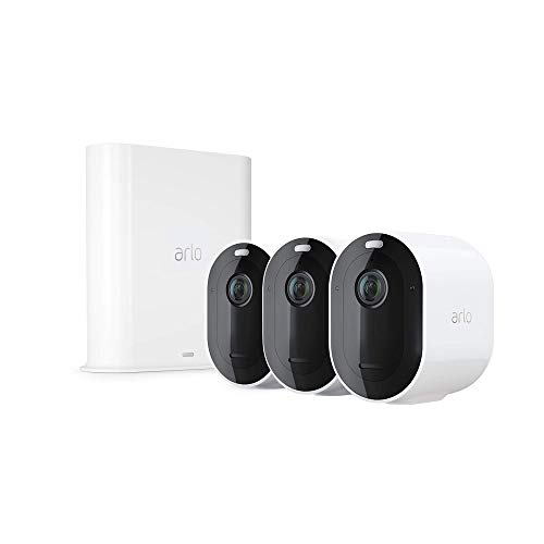 Arlo Pro 3 Spotlight Camera | 3 Camera Security System | Wire-Free, 2K Video & HDR | Color Night Vision, 2-Way Audio, 6-Month Battery Life, Motion Activated, 160° View | Works with Alexa | White