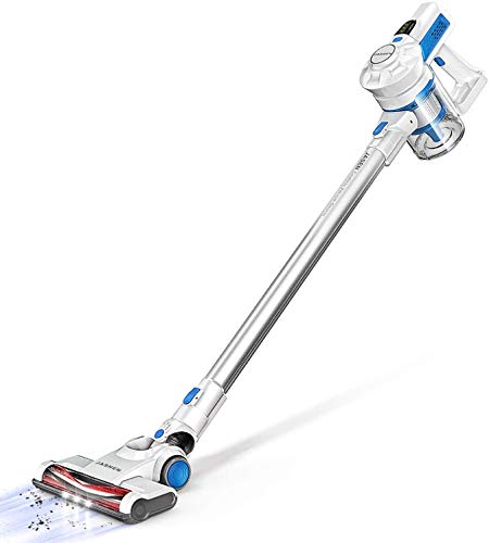 JASHEN Cordless Stick Vacuum, Powerful Stick Vacuum Cleaner Lightweight Handheld Vacuum with Rechargeable Battery and LED Brush for Hard Floor Carpet Pet Hair Car (Blue)