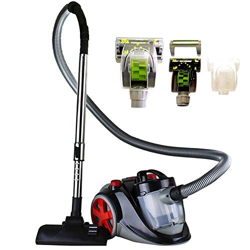 Ovente Bagless Canister Cyclonic Vacuum with HEPA Filter, Comes with Pet/Sofa Brush, Telescopic Wand, Combination Bristle Brush/Crevice Nozzle and Retractable Cord, Featherlite, Corded (ST2010)