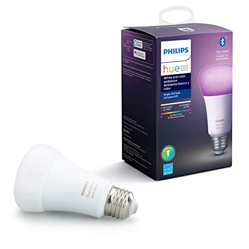 Philips Hue White and Color Ambiance A19 LED Smart Bulb, Bluetooth & Zigbee compatible (Hue Hub Optional), Works with Alexa & Google Assistant – A Certified for Humans Device